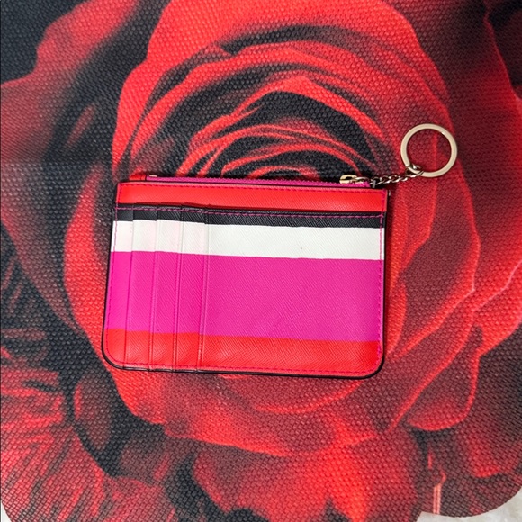 Kate Spade Pink and Red Striped Card Holder - Picture 2 of 5